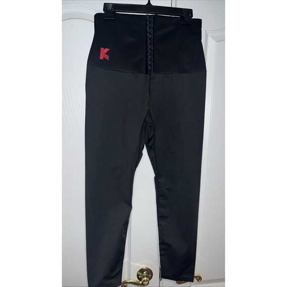KUMAYES Sauna Leggings Women L Sweat High Waist Compression Slimming Black NWT - Picture 1 of 14